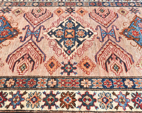 3x5 Ft Kazak Afghan Hand Knotted Geometric Wool Area Rug